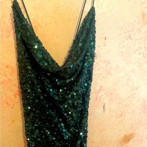 This is a cowl neck sequin mini dress in large from Windsor.